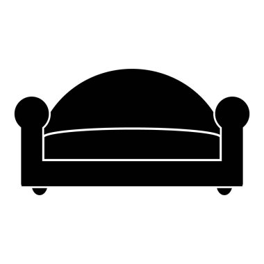 Beyaz arkaplanda kanepe simgesi. Vektör illüstrasyonu.