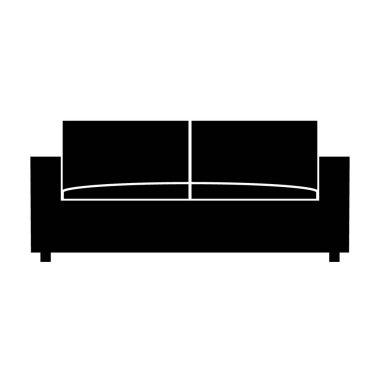 Beyaz arkaplanda kanepe simgesi. Vektör illüstrasyonu.