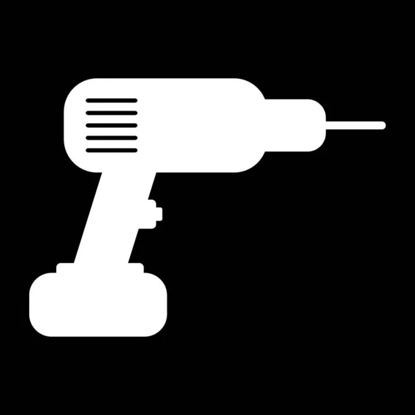 Hammer Bohrsymbol Auf Schwarzem Hintergrund Vektorillustration — Stockvektor