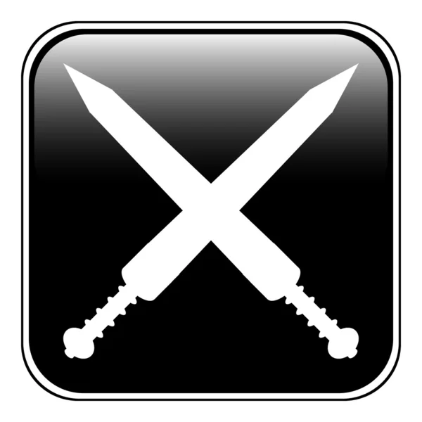 Çapraz gladius kılıç düğmesi — Stok Vektör