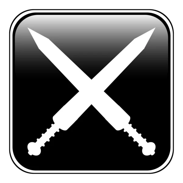 Bouton d'épée gladius croisé — Image vectorielle