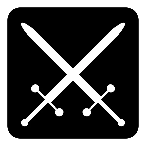 Botón de espadas cruzadas — Vector de stock