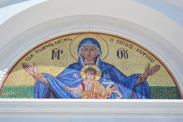 赤ちゃんのイエスと聖母マリアのフレスコ画 — ストック写真