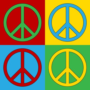 Pop art peace symbol icons clipart