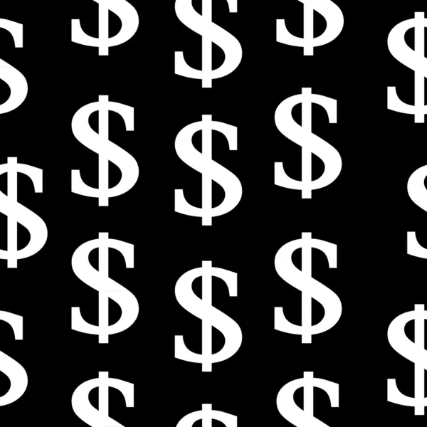 Dólar símbolo patrón sin costuras en negro — Vector de stock