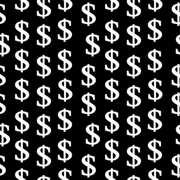 Dollar symbole motif sans couture sur noir — Image vectorielle