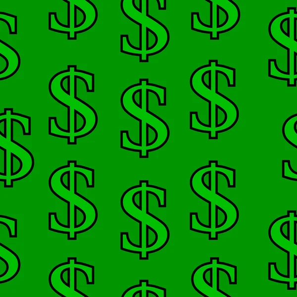 Dollar symbool naadloze patroon op groen — Stockvector