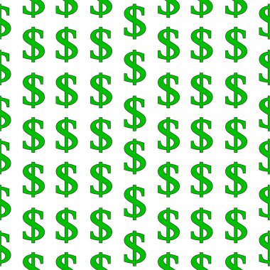 Doları sembolü Dikişsiz desen beyaz