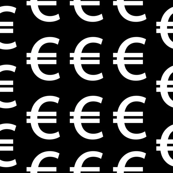 Euro simbolo modello senza cuciture sul nero — Vettoriale Stock