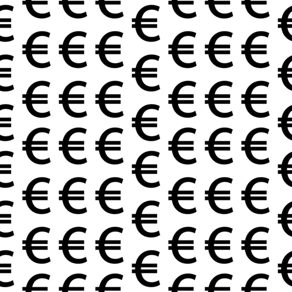 Euro symbol seamless pattern on white — Stock Vector