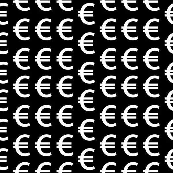 Euro símbolo sem costura padrão em preto — Vetor de Stock