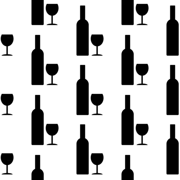 Bottle and glasse icon seamless pattern — Stock Vector
