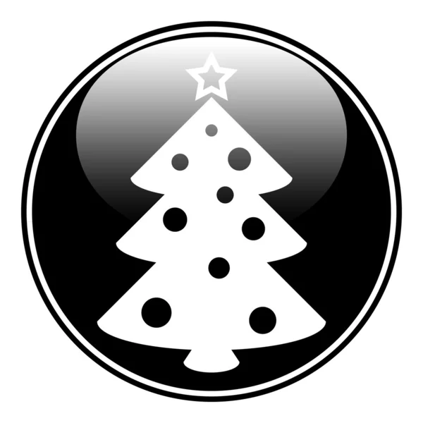 Christmas tree symbol button — Stock Vector