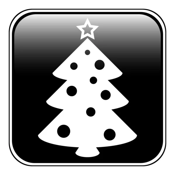 Botón símbolo árbol de Navidad — Vector de stock