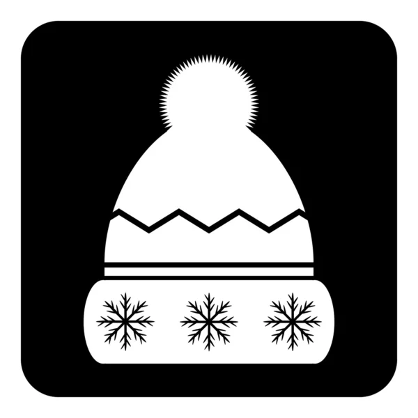 Botón de símbolo sombrero de invierno — Vector de stock