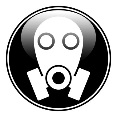 Gaz maskesi simge düğmesini beyaz arka plan üzerinde