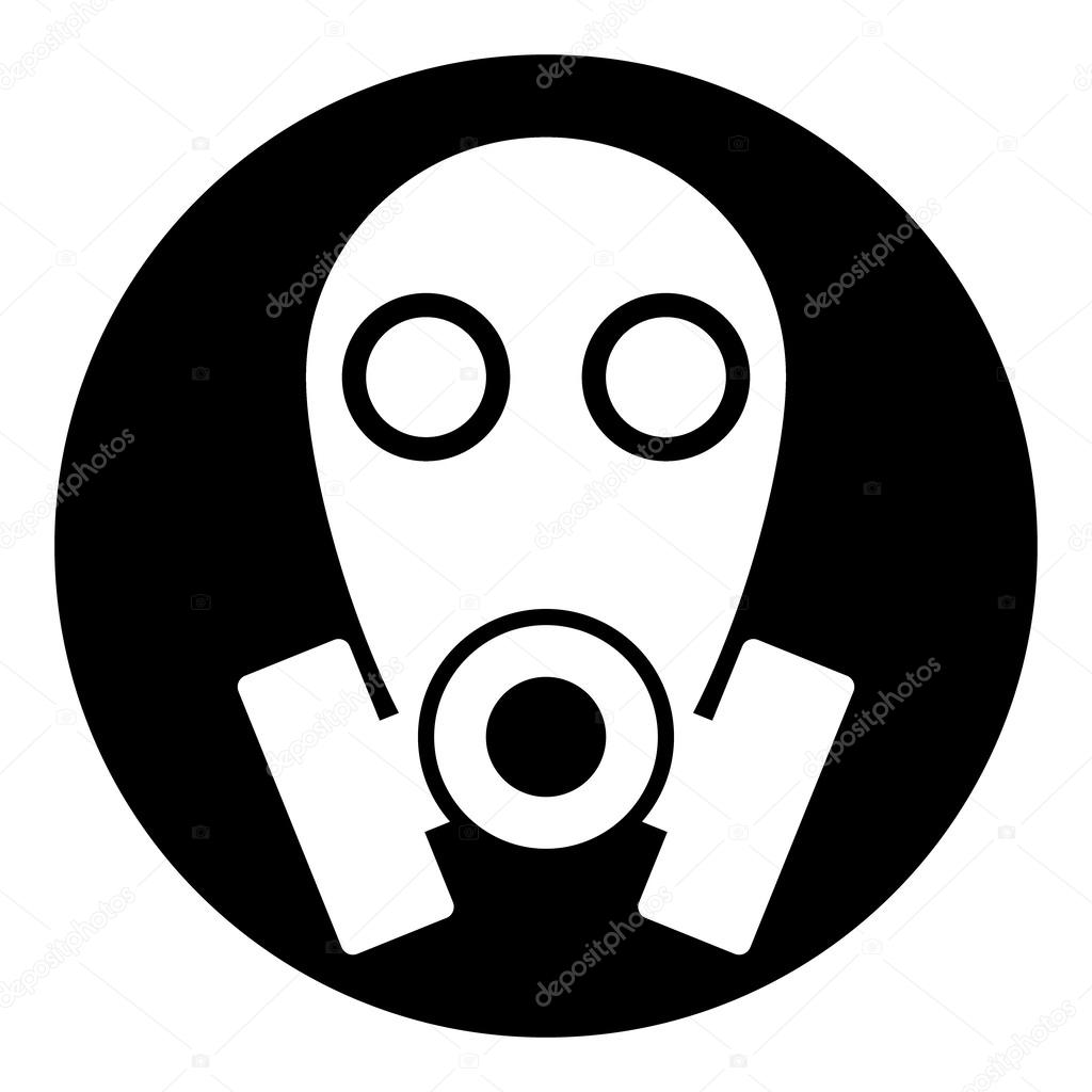 Gas mask symbol button on white background