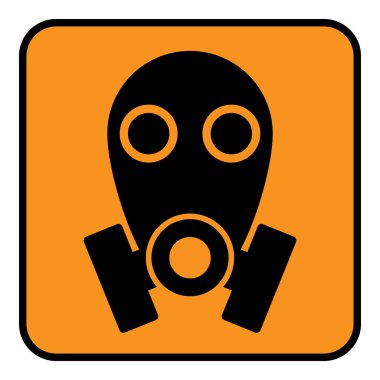 Gaz maskesi tabelada beyaz arka plan