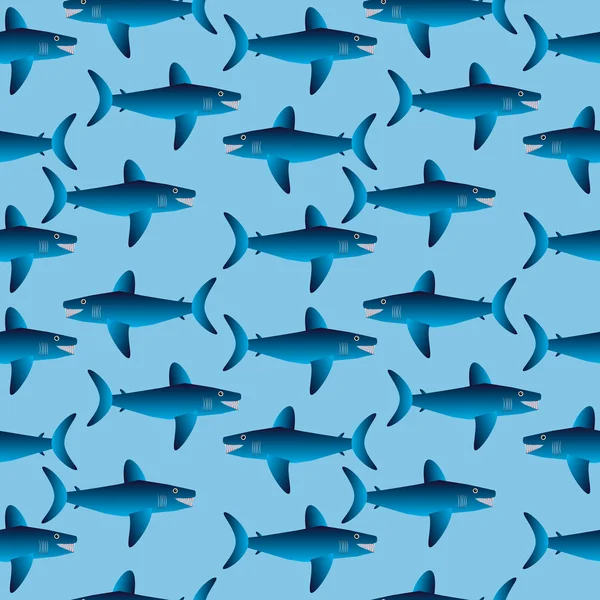 Patrón sin costura de tiburón — Vector de stock