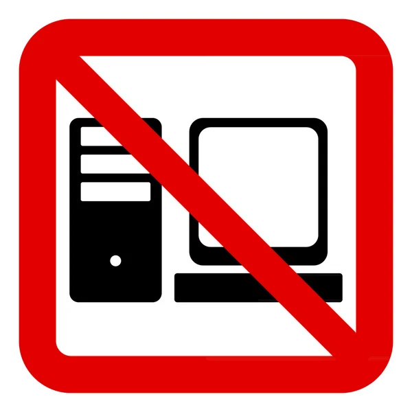 Prohibitory sign with computer icon — Stock Vector