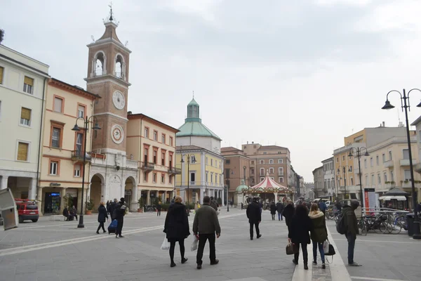 La Piazza Tre Martiri en el centro de Rimini —  Fotos de Stock