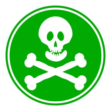 kafatası ve kemikler tehlike işareti düğmesi