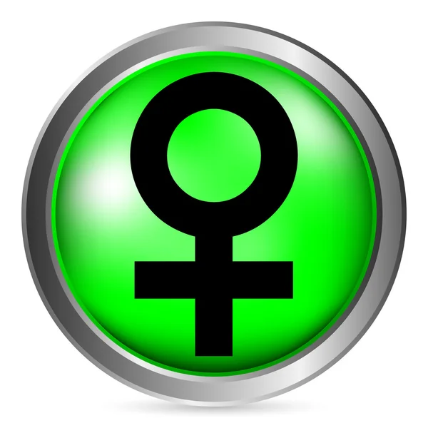 Geslacht vrouwelijke symbool knop — Stockvector