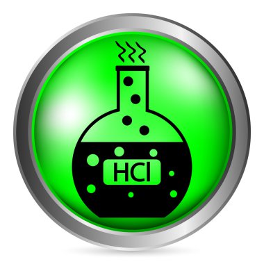 Hidroklorik asit düğmesi ile laboratuvar cam