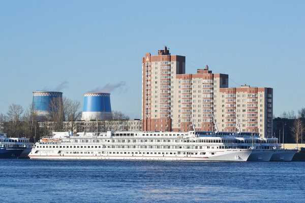 River cruise ship on the river Neva.