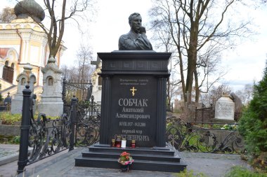 Tomb of Anatoly Sobchak on Nikolskoye cemetery. clipart
