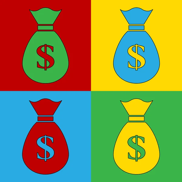 Pop art geld Zeppelin pictogrammen. — Stockvector