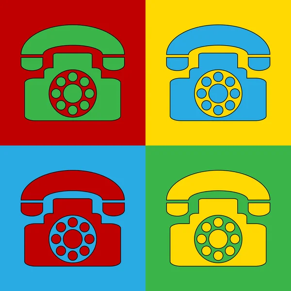 Ícones de simbol de telefone de arte pop . — Vetor de Stock