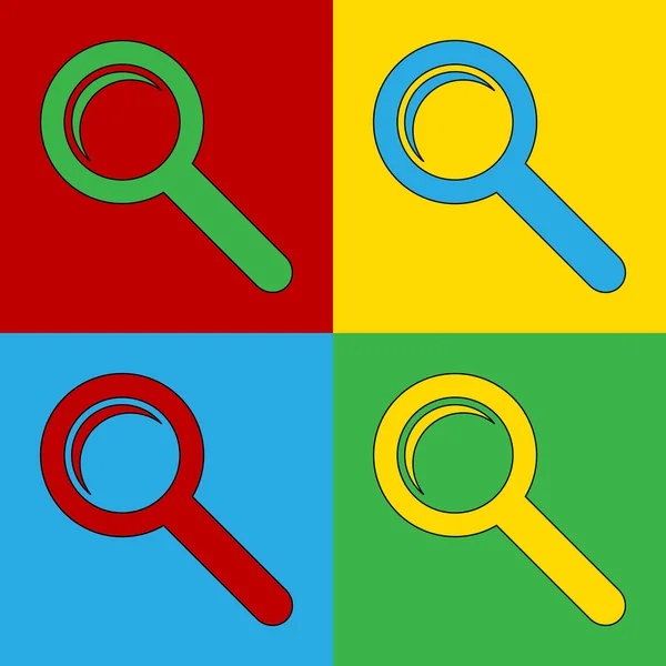 Pop art search simbol icons. — Stock Vector