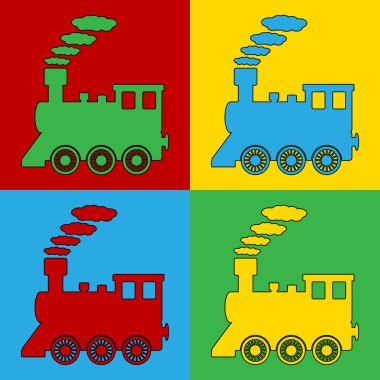 Pop art lokomotif sembol simgeler.