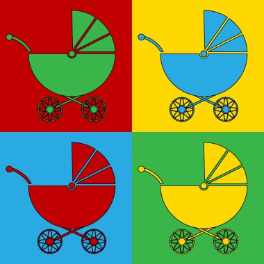 Pop sanat çocuk arabası sembol simgeler.