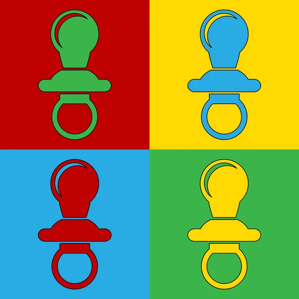 Pop art baby pacifier symbol icons. — Stock Vector