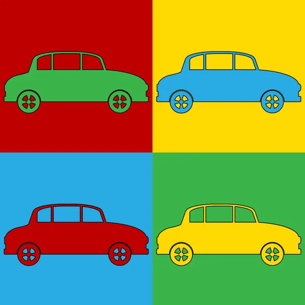 Popart auto symbool pictogrammen. — Stockvector