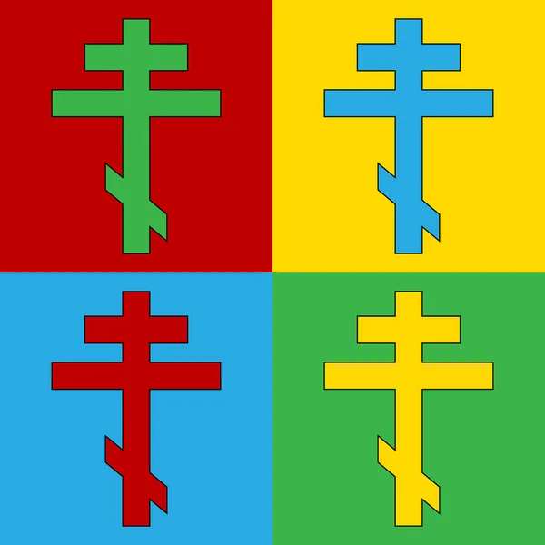 Pop art religious orthodox cross symbol icons. — Stock Vector