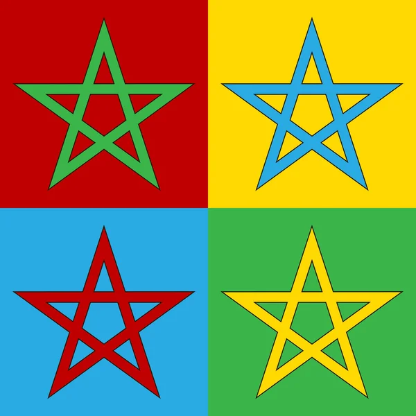 Iconos de símbolo de pentagrama arte pop . — Vector de stock