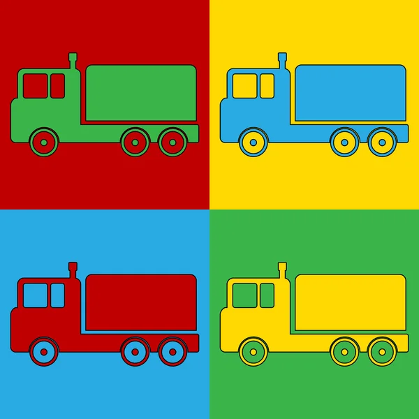 Символы грузовых автомобилей поп-арт . — стоковый вектор