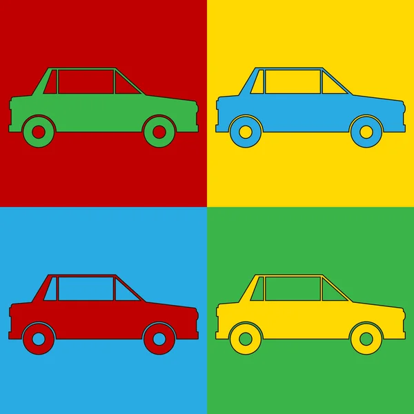 Pop art iconos de símbolo de coche . — Vector de stock