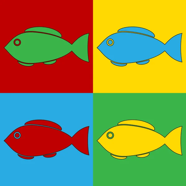 Pop art symbole de poisson icônes . — Image vectorielle