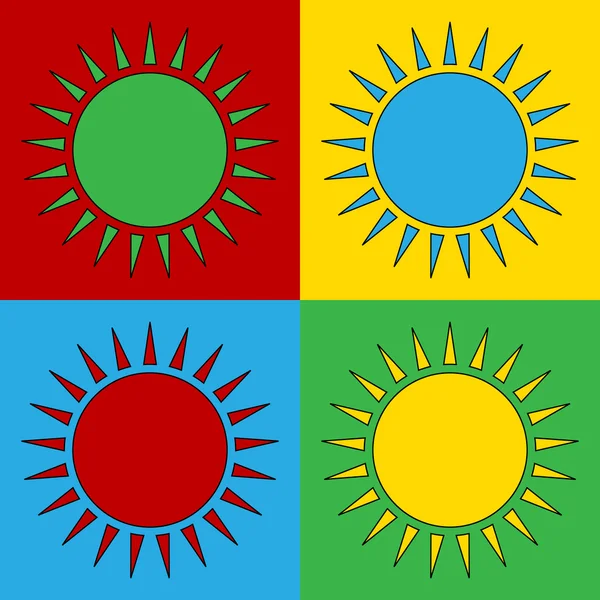 Символы солнца поп-арта . — стоковый вектор