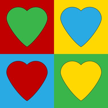Pop art kalp sembol simgeler.
