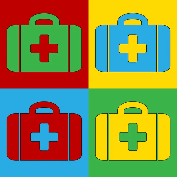 Pop art first aid symbol icons. — Stock Vector