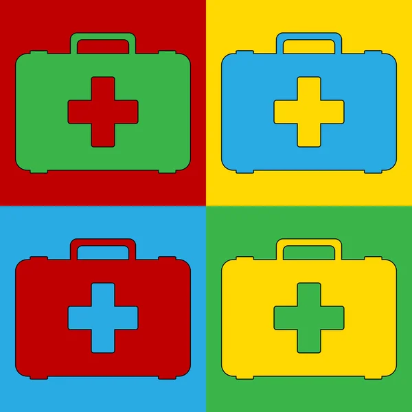 Pop art first aid symbol icons. — Stock Vector