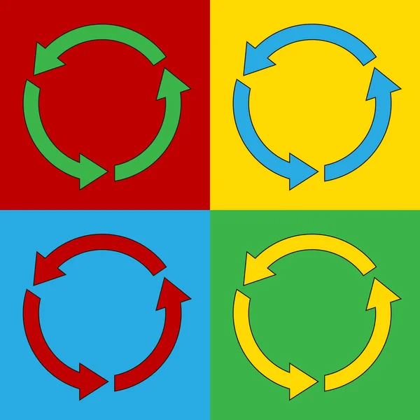 Pop art arrows circle symbol icons. — Stock Vector
