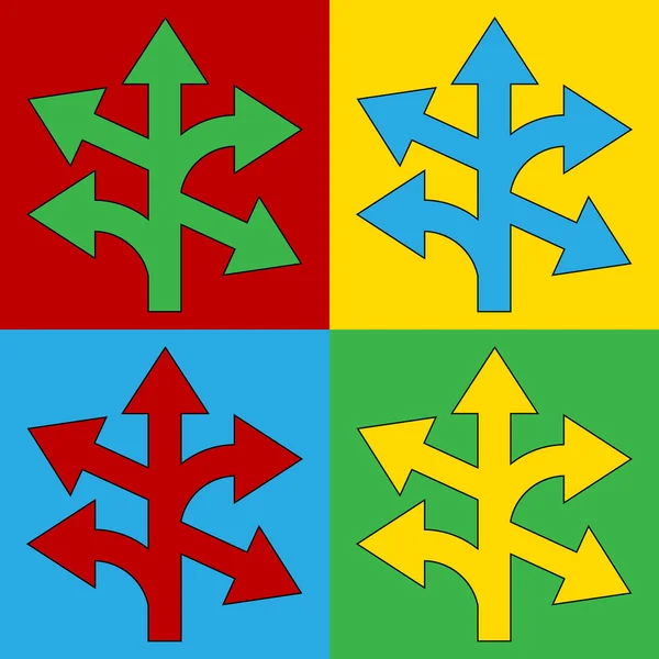 Pop art iconos de símbolo de flecha recta, izquierda y derecha . — Vector de stock