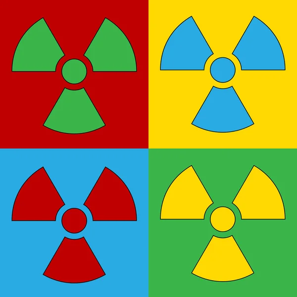 Pop art radiation sign symbol icons. — Stock Vector