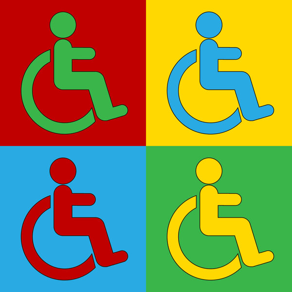 Pop art disabled sign symbol icons.